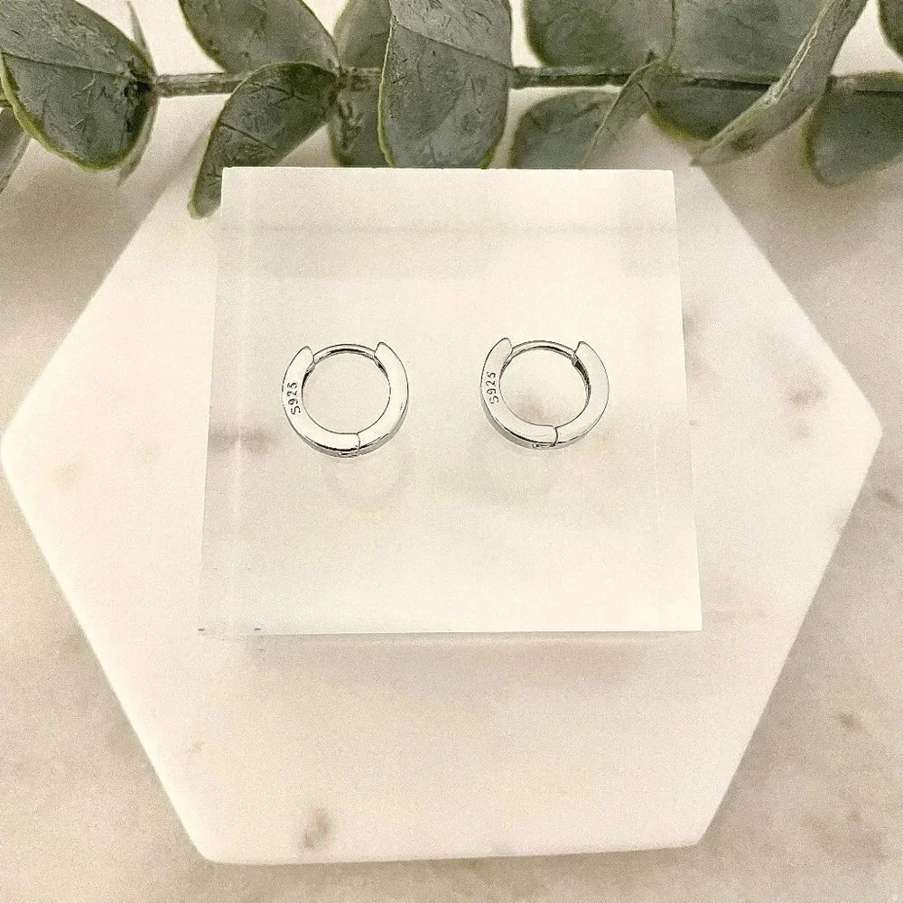 925 Sterling Silver Huggie Hoop Earrings Small Silver Hoops Minimalist Huggies